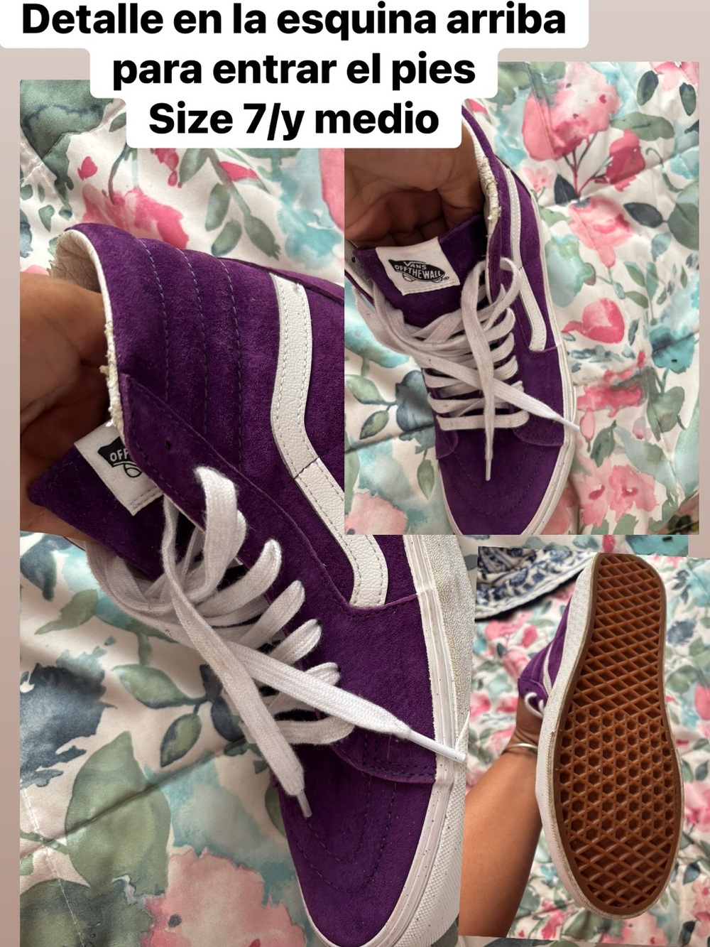 Vans Purple Suede Sk8-Hi Sneakers with White Stripe
